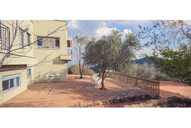 וילה לבנדר בהרים - החצר והבריכה